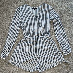 Kendall & Kylie Striped Long Sleeve Romper
